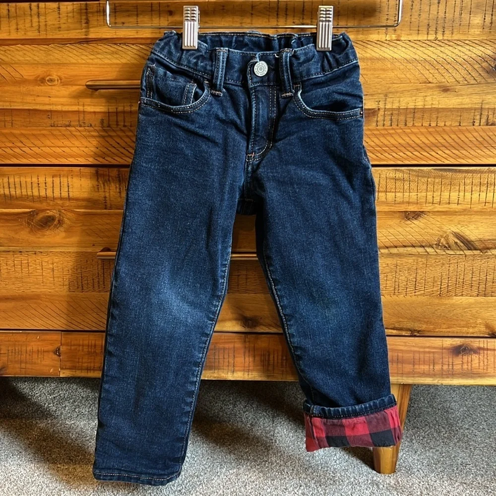Gap Boys Toddler Plaid Lined Straight Jeans